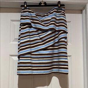 J. McLaughlin Brown and Blue Striped Mini Skirt